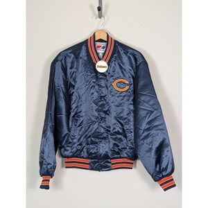 Vintage Chicago Bears Swingster Satin Bomber Jacket Navy Blue Large USA